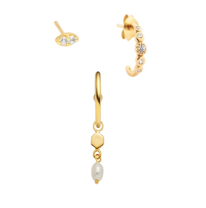 Gold Plated Fancy Drop Earrings Set 